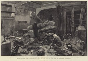داخل مقصورة القبطان إتش إم إس أليكسندرا ، تأثير قذيفة من الحصون ، أثناء قصف الإسكندرية