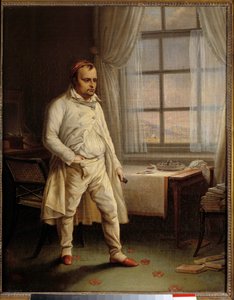 صورة لنابليون الأول (1769-1821) لسانت هيلين في قطعة في لونغوود تملي نصب تذكارية لوحة تشارلز أوغست ستوبين (1788-1856) 1820 صن. 0،62 × 0،51 م إيل دايكس. متحف نابليون - صورة لنابليون الأول (1769-1821) على دكتات سانت هيلانة