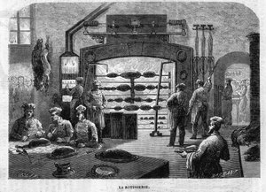 La Rotisserie des Cuisine du Palais des Tuileries ، في عام 1864. نقش من قبل F. Lix و Barbant من رسم لمولين. بواسطة تشارلز باربانت