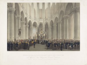 دفن رسمي في غروت كيرك في دلفت ، 17 مارس 1865 ، للملكة الراحلة آنا بولونا ، ملكة هولندا ، دوقة روسيا الكبرى (العنوان على الجسم) بواسطة بلاط يوهان فيلهلم فريدريش