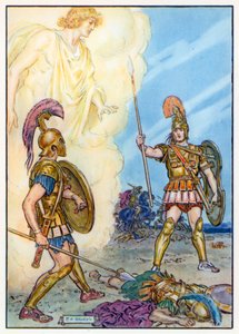 هيكتور الذي أنقذه أبولو (طباعة حجرية ملونة)