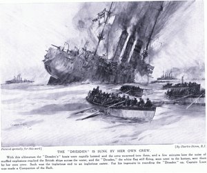 غرقت السفينة دريسدن من قبل طاقمها الخاص في مارس 1915 بواسطة تشارلز إدوارد ديكسون