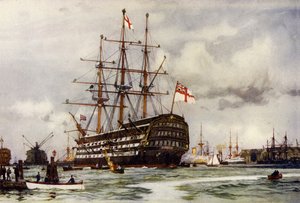 النصر في بورتسموث ، جاء إلى الميناء من Last Commission Nov ، 1812