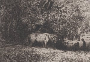 حصان تحت غصن شجرة ، 1846. بواسطة تشارلز إميل جاك