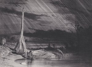 الصياد ، طقس ممطر ، كاليفورنيا. 1853. بواسطة تشارلز إميل جاك