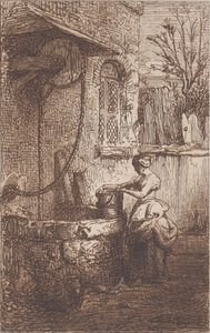 امرأة في بئر ، 1842. بواسطة تشارلز إميل جاك