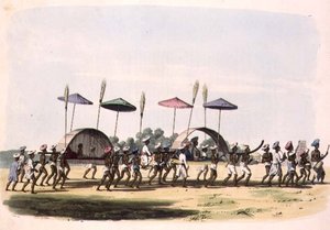 موكب الزواج عبر بلدة Nagappattinam ، اللوحة 32 من "رسومات شرقية" ، نقشها حانة Thomas Medland (1755-1823). 1806 (أكواتينت)