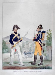 زي درك القدم الملكي ، فرنسا ، 1823. بواسطة تشارلز إتيان بيير موت