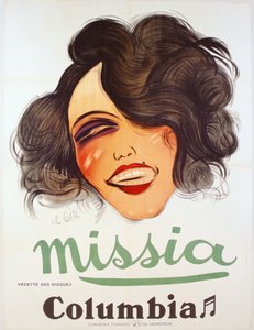 ملصق تسجيلات كولومبيا يعلن عن الدعاية الفرنسية ، ميسيا ، ج .1935