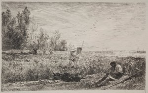 صنع القش ، الانطباع الأصلي 1862 ، طبع في عام 1921. بواسطة تشارلز فرانسوا داوبيني
