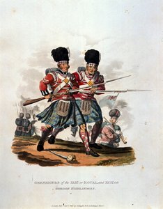 Grenadiers من 42 (أو الملكي) و 141 أو جوردون هايلاندرز ، من "أزياء جيش الإمبراطورية البريطانية ، وفقًا للوائح الأخيرة 1812" ، التي نقشها JC Stadler ، نشرتها Co بواسطة تشارلز هاميلتون سميث