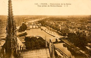بطاقة بريدية / نهر السين من نوتردام / باريس / السين / إيل دو فرانس / فرنسا بواسطة تشارلز هنري جوزيف ليكيرت