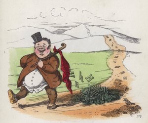 الرجل السمين، مشى على طول طريق، إسقاط aitches (نقش ملون) بواسطة تشارلز هنري (بعد) بينيت