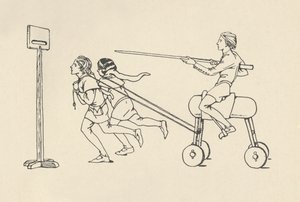 أولاد يلعبون في ركوب الخيل في كوينتن رومانس ألكسندر ، حوالي عام 1340. بودليان ، 1931 بواسطة تشارلز هنري بورن كوينيل