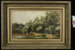 غسل الأغنام في لونغ آيلاند ، 1874 بواسطة تشارلز هنري ميللر