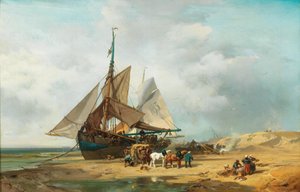 الألمانية: Entladung der Segelschiffe تفريغ حمولة السفينة المبحرة