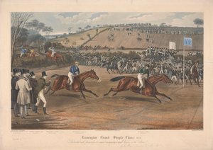 واحدة من مجموعة مكونة من أربعة: Leamington Grand Steeple Chase... 1837. اللوحة 4. ماركس ووترفورد في مونارك... بواسطة تشارلز هانت
