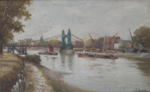 جسر هامرسميث - الحاضر - عام 1887 - ينظر من شاطئ سوري بواسطة تشارلز جون دي لاسي