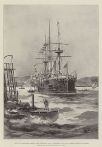 المناورات البحرية ، عمليات الأسطول الاحتياطي ، HMS ألكسندرا ، سفينة العلم للأدميرال دومفيل ، في خليج تور