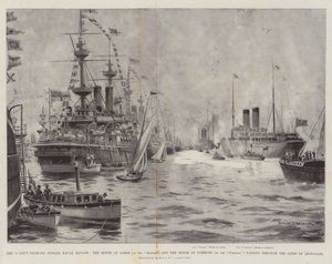 استعراض Queen Jubilee Naval البحري ، مجلس اللوردات (على نهر الدانوب) ومجلس العموم (في كامبانيا) مروراً بخطوط Ironclads