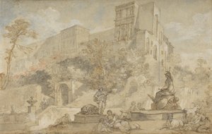 نافورة روما في فيلا ديستي ، تيفولي ، 1765. بواسطة تشارلز جوزيف ناتوار