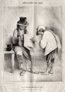 كاريكاتيرات اليوم: قراءة ألغاز باريس. بواسطة تشارلز جوزيف ترافيس دي فيلرز