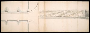 تصاميم الجسر المسقط على نهر التايمز بلندن ، BL Maps C.49.e.76 بواسطة تشارلز لابيلي