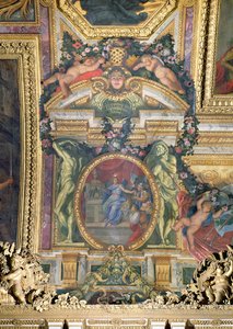 تأسيس فندق Royal des Invalides عام 1674 ، لوحة السقف من Galerie des Glaces بواسطة تشارلز لو برون
