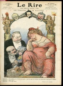 رسم توضيحي لتشارلز ليندر (1862-1934) لغلاف Le Rire ، 14/03/01 - Les strennes de Marianne - Tribun - Clemenceau George ، Jaures Jean ، Briand Aristide ، Marianne ، Caillaux Joseph (1863-1944) بواسطة تشارلز ليندر