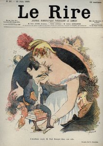 بول بورجيه (1852-1935) الكاتب الفرنسي - الأكاديمية (الفرنسية) يستقبل بول بورجيه في حضنه - رسم كاريكاتوري لتشارلز لياندر (1862-1934) في "Le Rire" في 15 يونيو بواسطة تشارلز ليندر