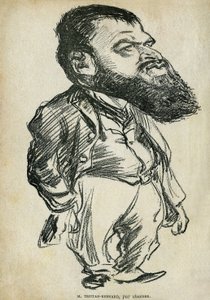 صورة لبرنارد بول ديت تريستان برنار (1866-1947) ، كاتب وممثل كوميدي فرنسي. رسم كاريكاتوري لتشارلز ليندر (1862-1934) ، في "حكايات دي بانتروش وأماكن أخرى" لتريستان برنارد ، مجموعة بيتيت دو "" راير "، باريس بواسطة تشارلز ليندر