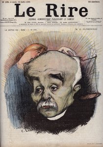 صورة لجورج كليمنصو (1841-1929) - يشير الرصيد إلى جريدة La Justice "" ومديرها ، كورنيليوس هيرز ، الذي تلقى أموالاً من كليمنصو - رسم كاريكاتوري من قبل تشارلز لياندر (1862-1934) في "" Le Rire " "بتاريخ 30 يوليو بواسطة تشارلز ليندر