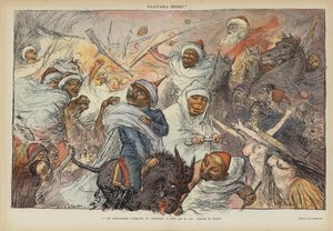 هجاء على زيارة القيصر فيلهلم الثاني إلى طنجة عام 1905. رسم توضيحي لـ Le Rire