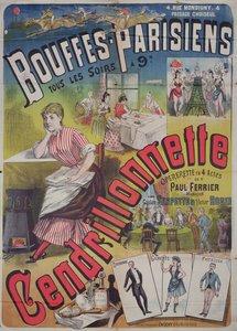 ملصق إعلان أوبريت "Cendrillonnette" في مسرح des Bouffes Parisiens ، باريس ج. 1890