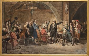 آخر وداع لجيروندين ، 31 أكتوبر 1793 ، في سجن كونسيرجيري - آخر وداع لجيروندين ، بواسطة مولر ، تشارلز لويس (1815-1892). لوحة مائية على ورق. مجموعة خاصة
