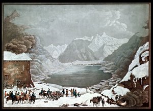 نابليون بونابرت (1769-1821) في مستشفى سانت برنارد باس ، 20 مايو 1800 ، نقش ميرو (أكواتينت)