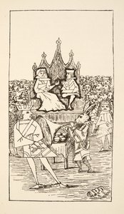 محاكمة Knave of Hearts ، توضيح من Alices Adventures Under Ground ، حانة. 1886 (فاكس)
