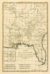 لويزيانا وفلوريدا ، من "أطلس جميع الأجزاء المعروفة في العالم" بقلم غيوم راينال (1713-96) ، تم نشره JL Pellet ، جنيف ، 1780 بواسطة تشارلز ماري ريغوبرت بون