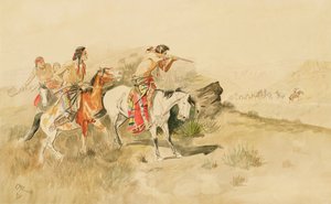 Attack on Muleteers، c.1895 (قلم رصاص ومرحاض على ورق)