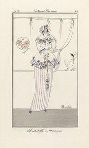 فستان الصباح ، من Costumes Parisiens، pub. 1913 (طباعة استنسل) بواسطة تشارلز مارتن