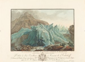 خروج Lutschinen من أسفل نهر Grindelwald الجليدي ، 1785. بواسطة تشارلز ملكيور ديسكورتيس