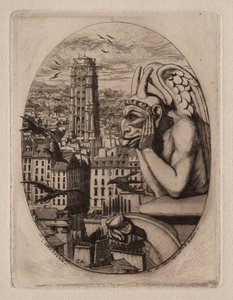 نقوش باريس: The Gargoyle ، 1853. بواسطة تشارلز ميريون