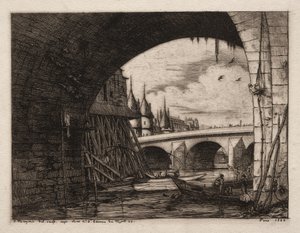 Larch du Pont Notre Dame ، باريس ، 1853. بواسطة تشارلز ميريون