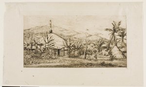 كاليدونيا الجديدة: الكوخ الأصلي الكبير على الطريق من Balade إلى Puépo ، 1845 بواسطة تشارلز ميريون