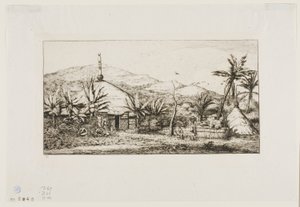 كاليدونيا الجديدة: الكوخ الأصلي الكبير على الطريق من Balade إلى Puépo ، 1845 بواسطة تشارلز ميريون