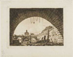 رؤية Pont-Neuf و Samaritaine من تحت القوس الأول ل Pont-au-Change ، باريس بواسطة تشارلز ميريون