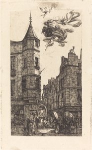 Tourelle، Rue de l'Ecole de Médecine، 22، Paris (House with a Turret، No. 22، Street of the school of Medicine، Paris) بواسطة تشارلز ميريون