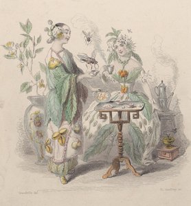 الشاي والقهوة ، من Les Fleurs Animées ، 1847.