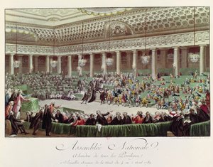 المجلس الوطني يتخلى عن جميع الامتيازات ، 4 أغسطس 1789 ، التي نقشها هيلمان (1743-1809) (النقش الملون) (انظر 104584)