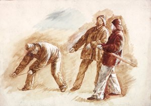 دراسة الصيادين في العمل (لون الجسم والألوان المائية على الورق) بواسطة تشارلز نابير هيمي